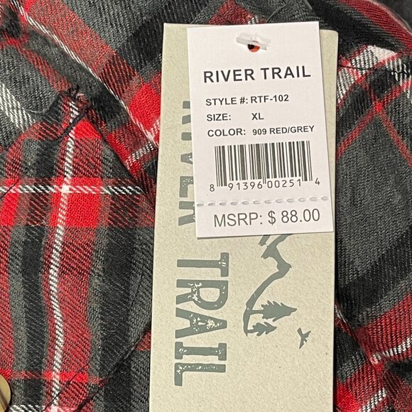 River Trail Mens Red & Black Plaid Fleece Lined Hoodie Jacket - Large - NWT - Picture 3 of 5